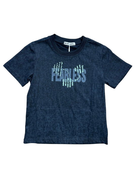 t-shirt grigia delevata con stampa avanti e dietro per bambino