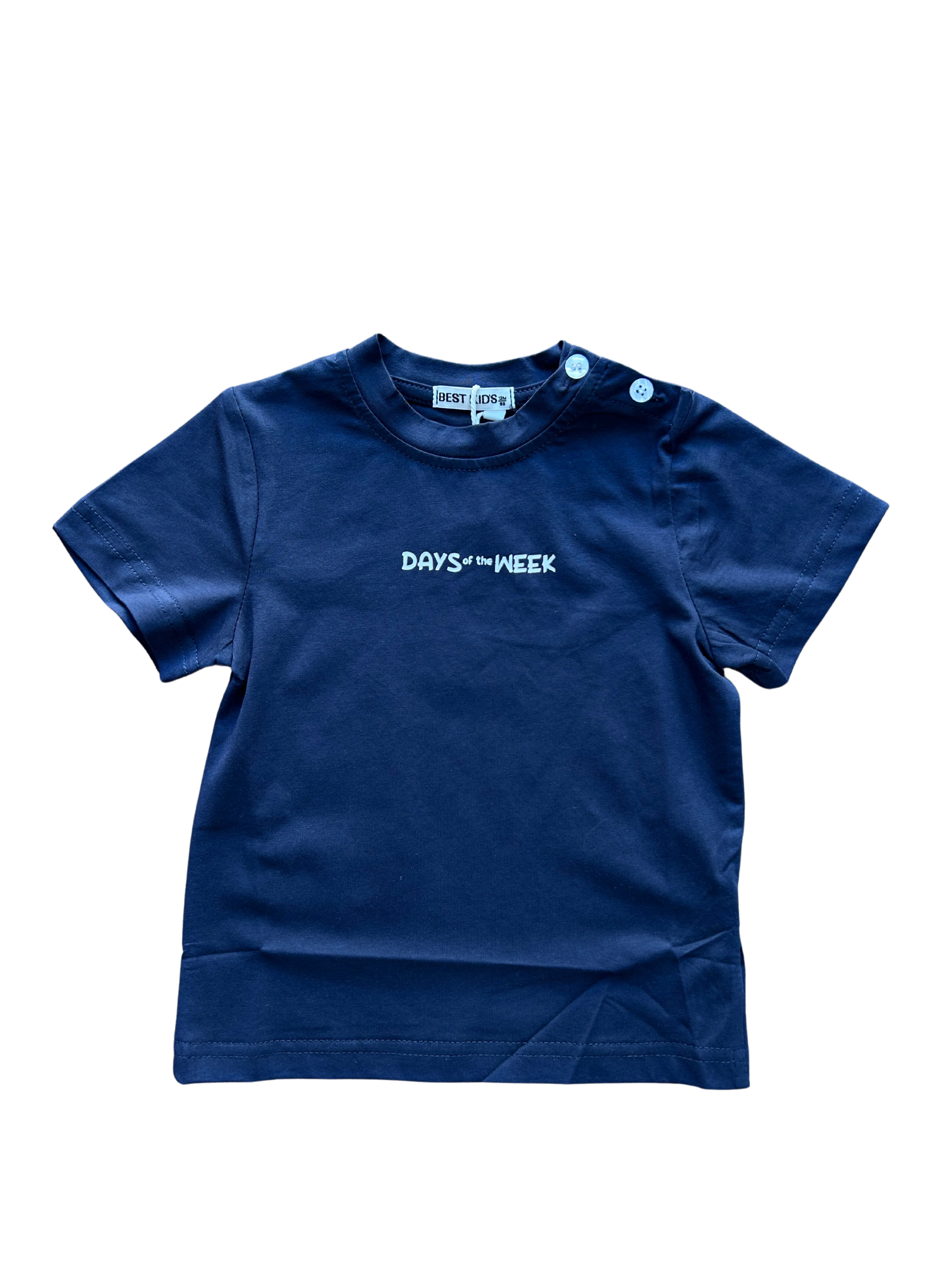 t-shirt in cotone blu con stampa per neonato