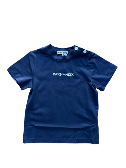 t-shirt in cotone blu con stampa per neonato