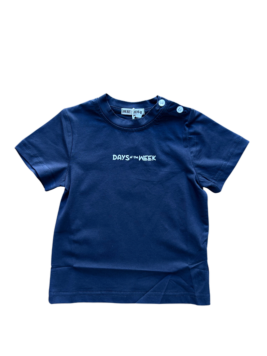 t-shirt in cotone blu con stampa per neonato