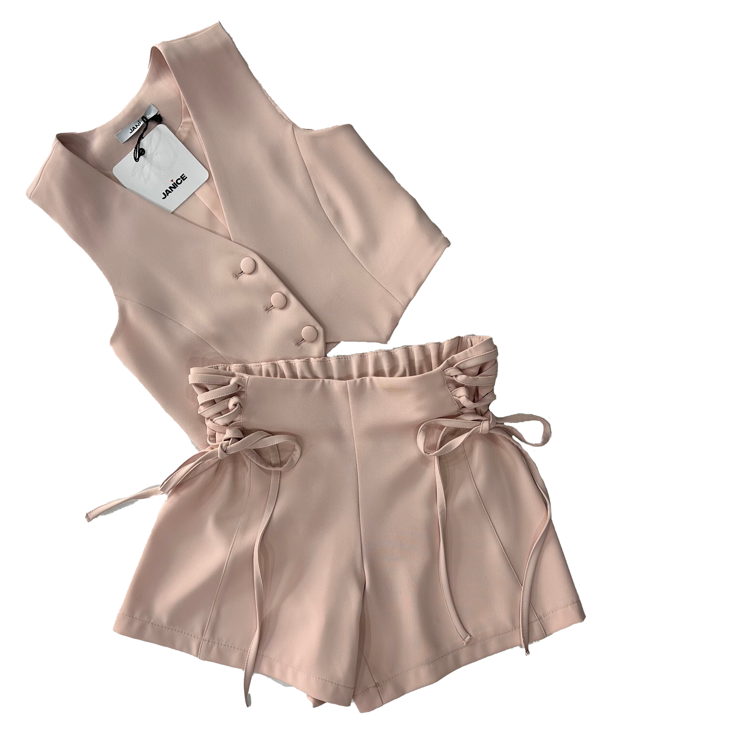 Pantaloncino stringato rosa cipria