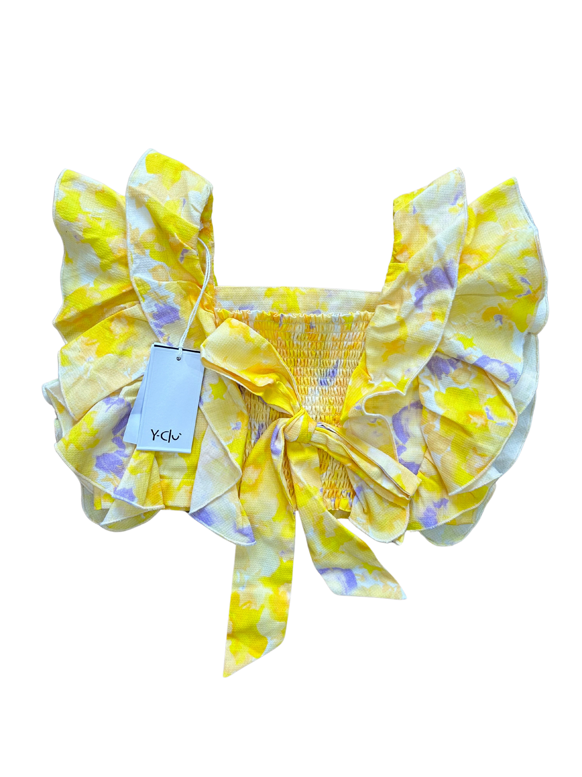 Top yclu giallo con fiocco sul retro per bambina