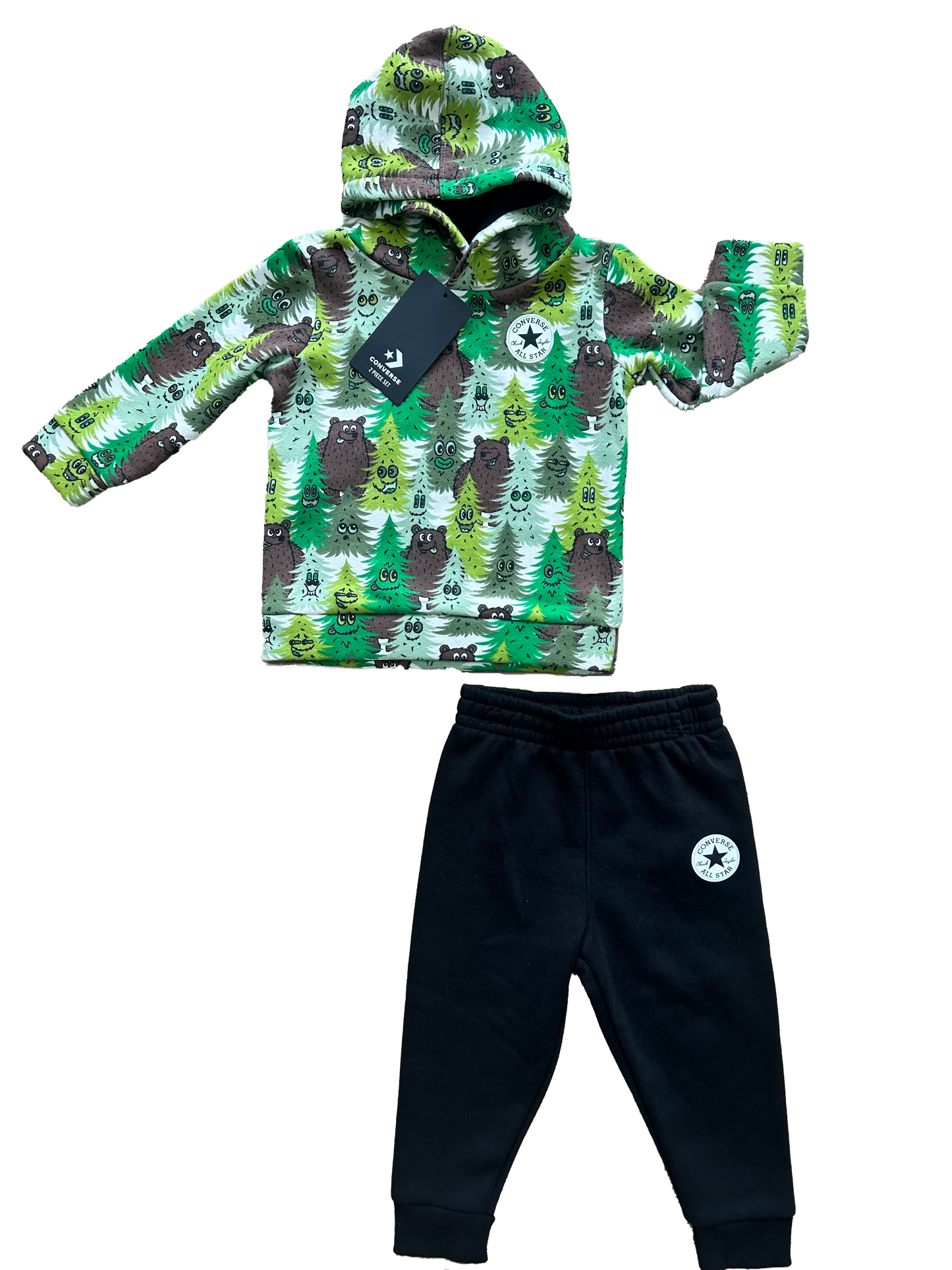 tuta completa converse con alberi e orsetti sorridenti per neonato e bambino