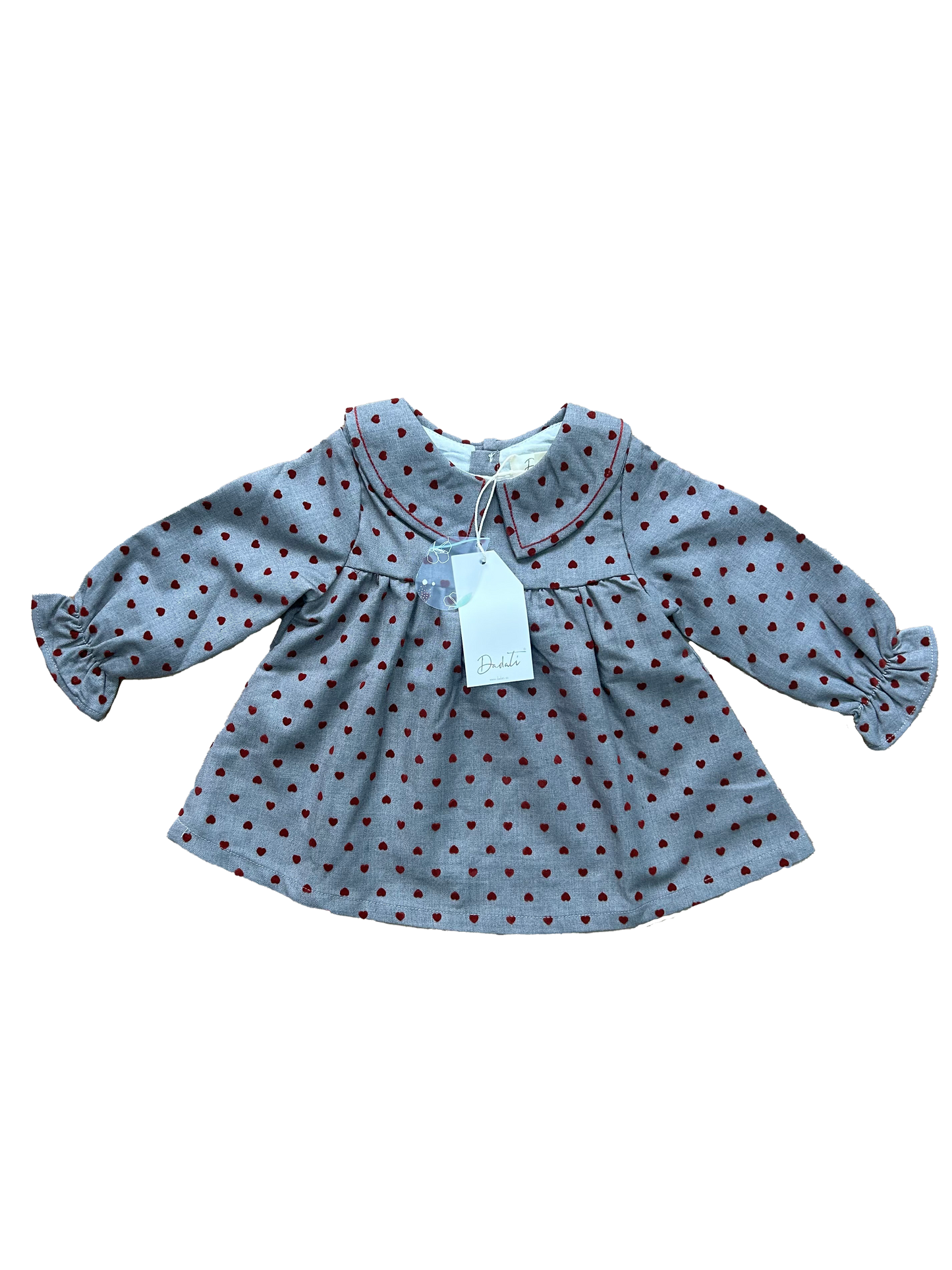 Abito dadati neonata con colletto e cuoricini