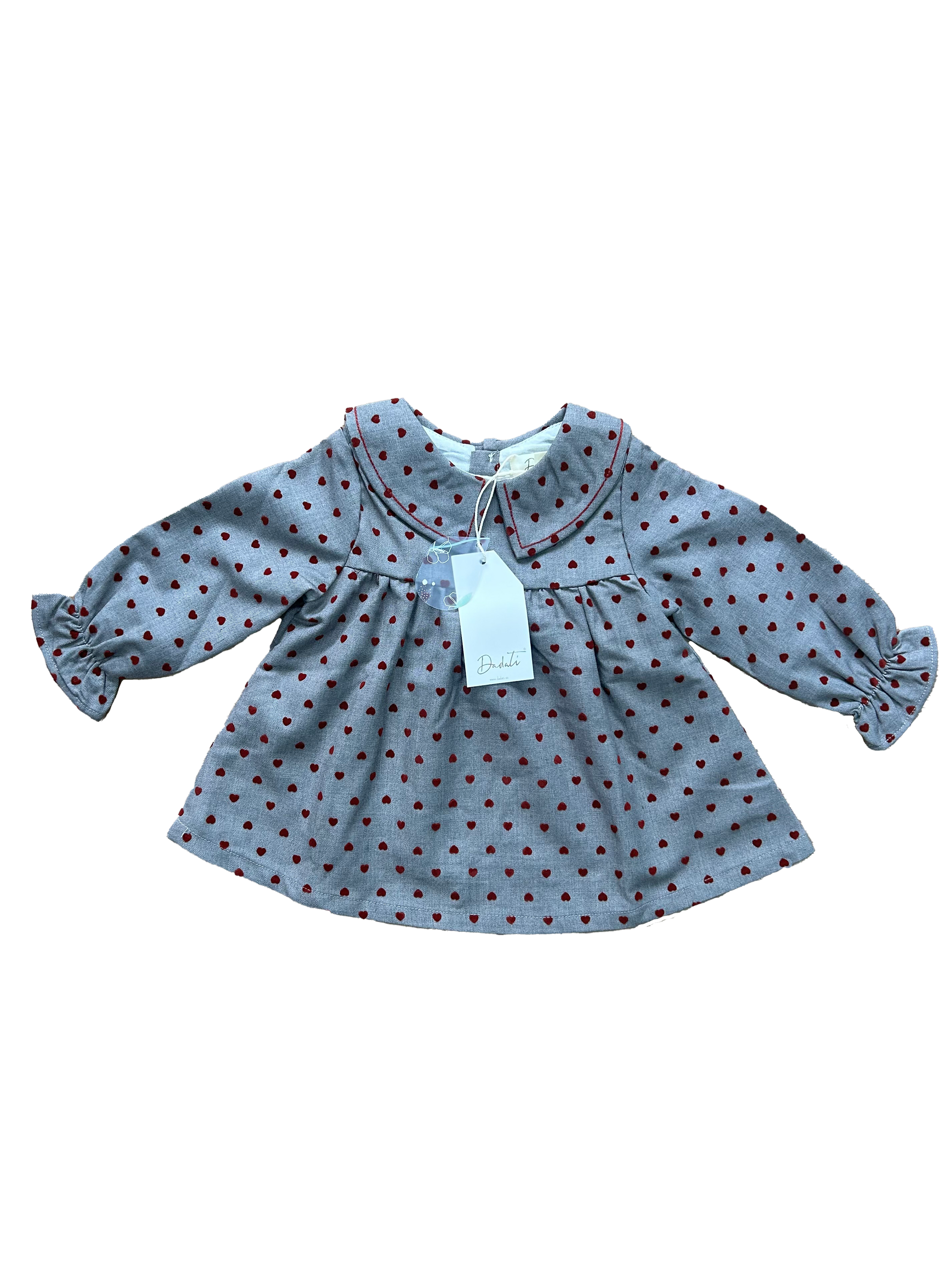 Abito dadati neonata con colletto e cuoricini