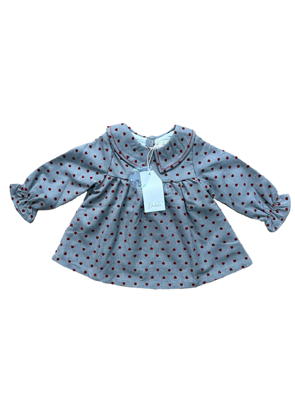 Abito dadati neonata con colletto e cuoricini