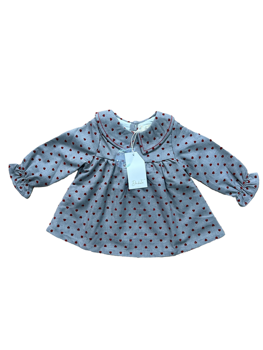 Abito dadati neonata con colletto e cuoricini